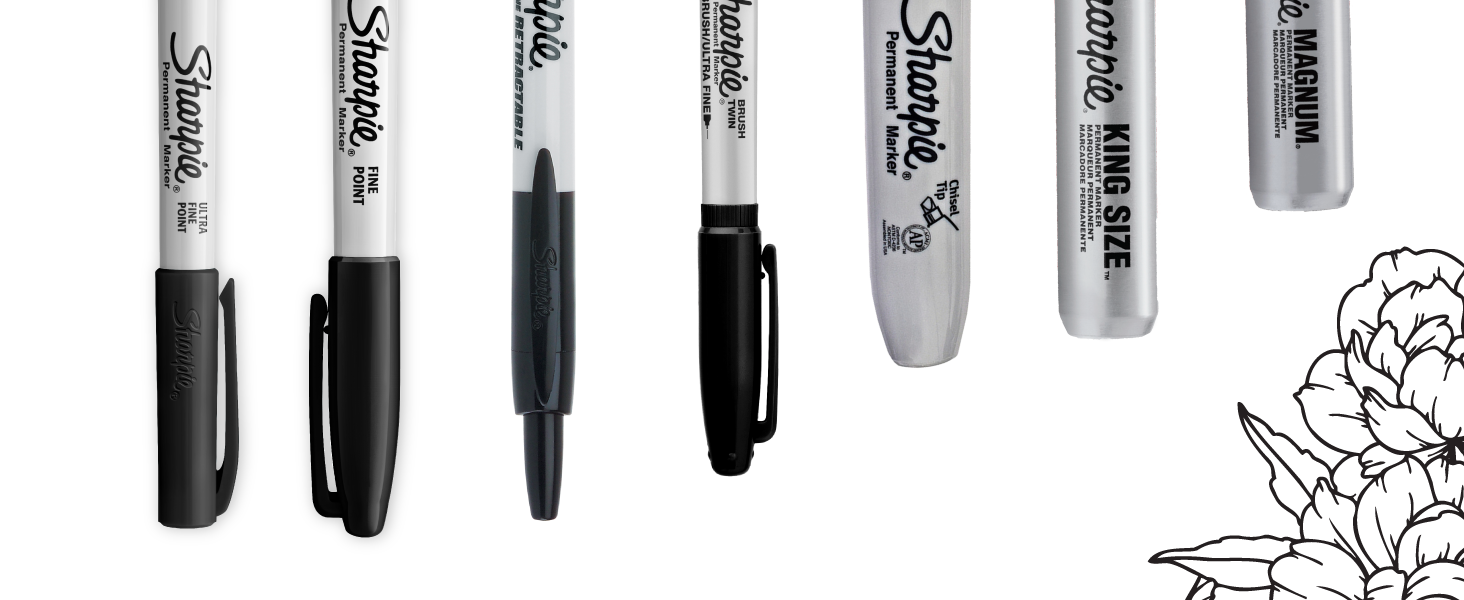 Sharpie Permanent Markers Variety Pack, Includes Chisel, Fine, and Ultra-Fine Tips, Black, 6 Count - Poster, Office, School Supplies