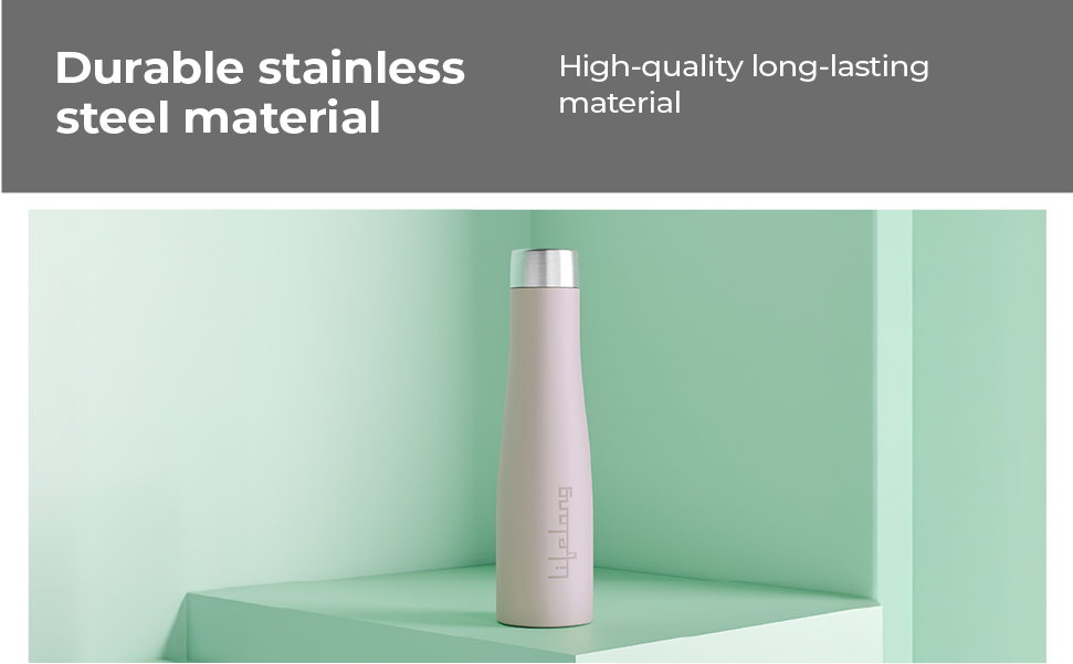 Lifelong Stainless Steel Water Bottle 900ml | Durable, Leak-Proof, Easy Grip, Rust Free, Easy-to-Clean, Odour-Free Bottle with Secure Cap for School, Travel, Gym & Work (LLBT03AB, Almond Birch)