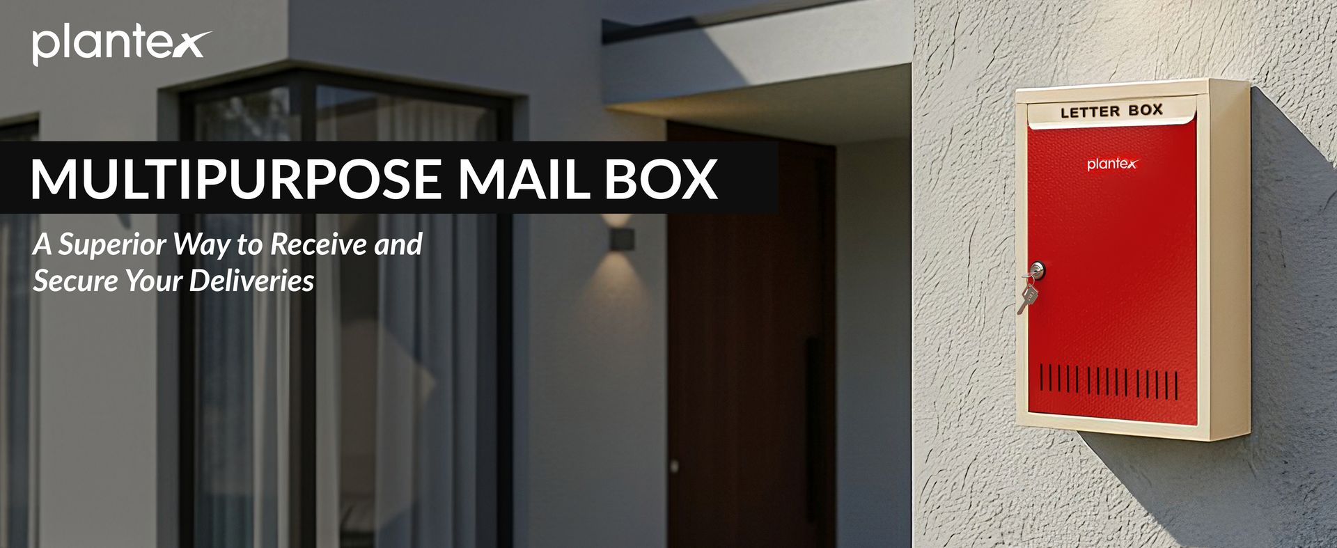 Plantex Letter Box for Home/GI Steel Mail Box/Suggestion Box for Office/Complaint Box for Hote/Post Box for Home Gate & with Secure Lock - (Red & Ivory) - Big Size Wall Mounted