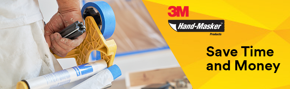 3M Hand Masker Advanced Masking Film, 8 Rolls, 99 in x 90 ft, Static Cling Keeps Film in Place, Prevents Liquids From Bleeding Through, Flake Resistant, For Indoors & Outdoors Use (AMF99-8C)