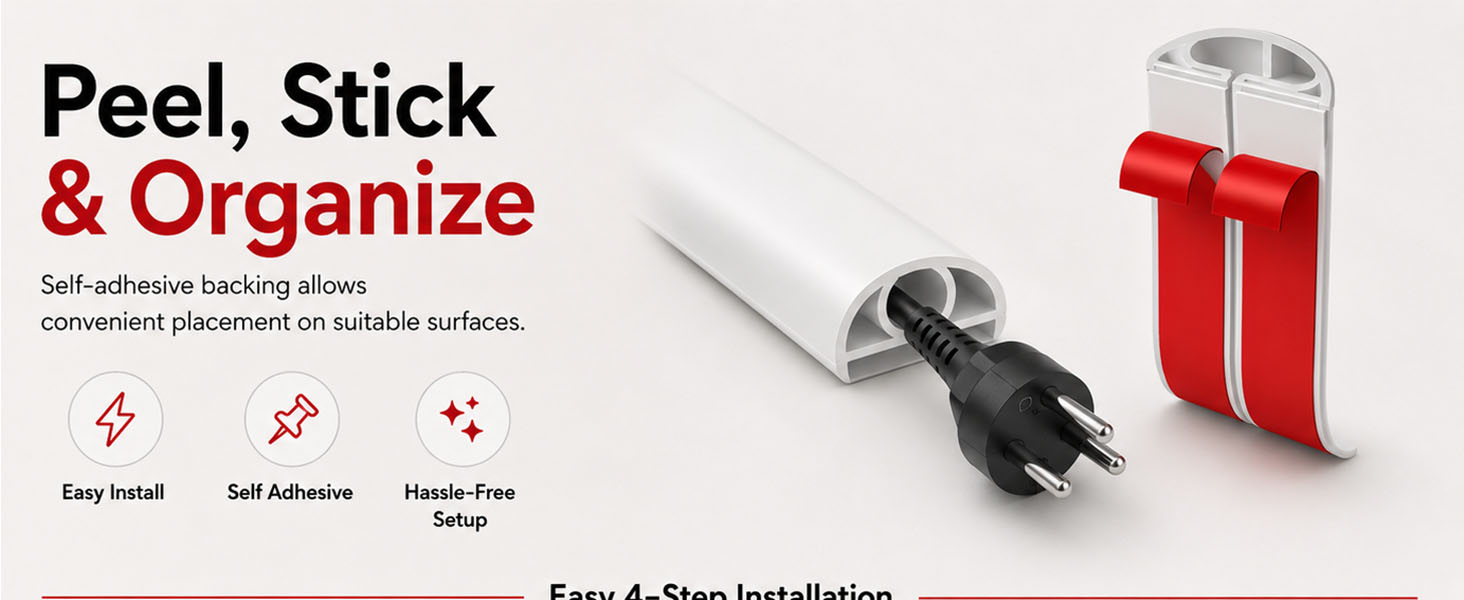 Serplex® PVC Floor Cord Hider, 6.6 ft Flexible Self-Adhesive Cable Cover