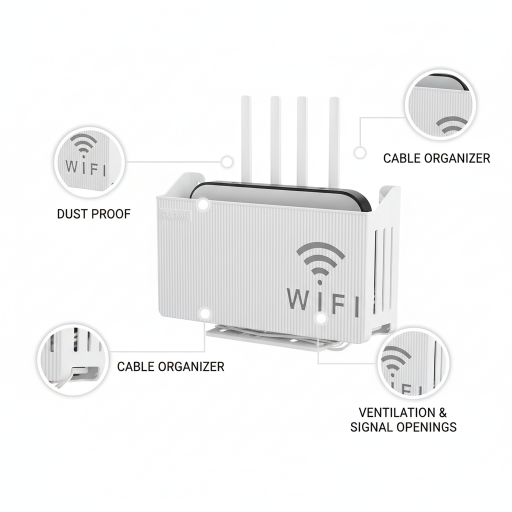 Wall Mount WiFi Router Shelf, White