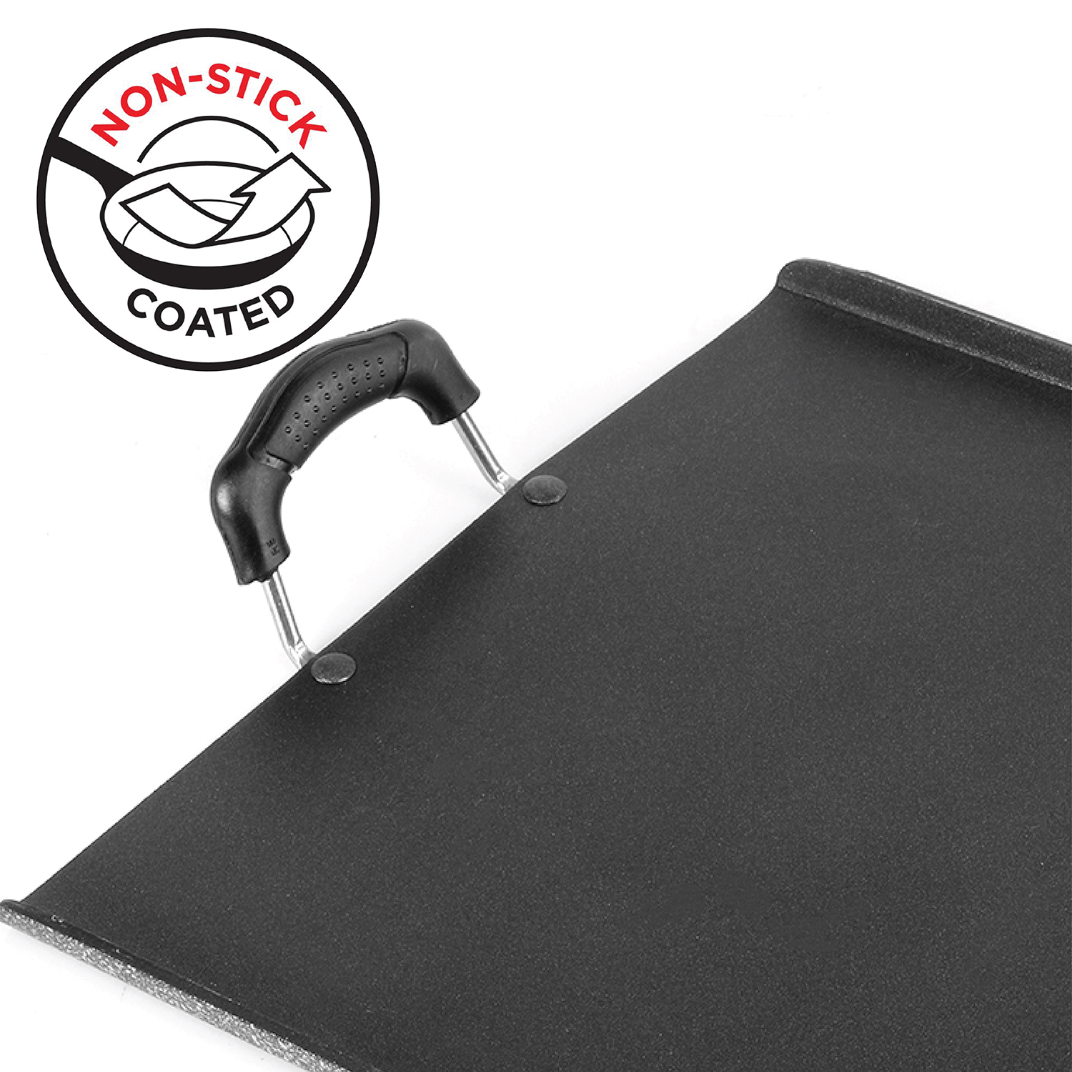 CELLO Aluminium Non-Stick Induction Base Square Dosa Patri Tawa 35 CM, Black | ISI Certified, High Guage PFOA Free Hammered Toned Gas Stove & Induction Base, Scratch Resistant, Easy Cooking & Cleaning