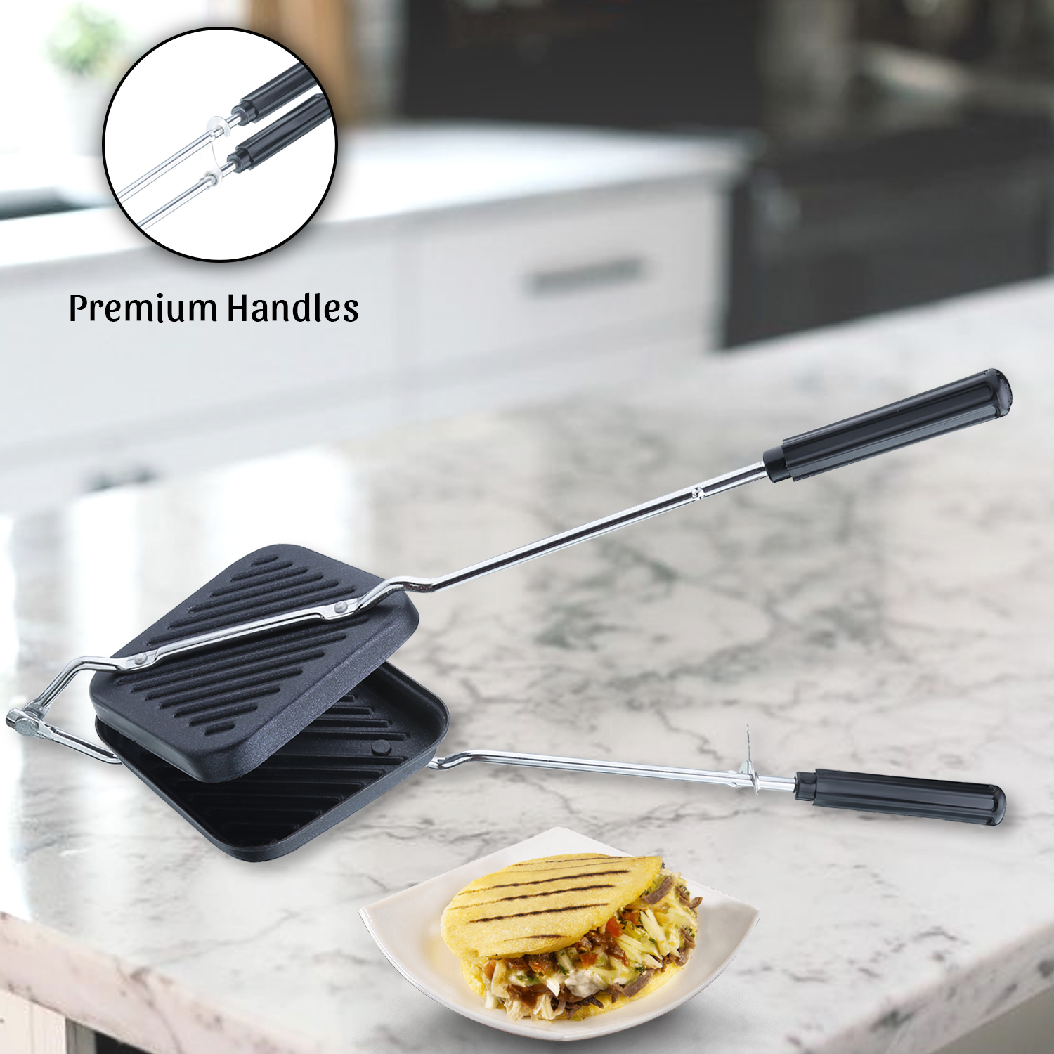 Anjali Non-Stick Grill Sandwich Toaster | Grill & Toast Sandwiches in Minutes | Double-Coated Non-Stick | Durable & Easy to Use | Black DGTS1