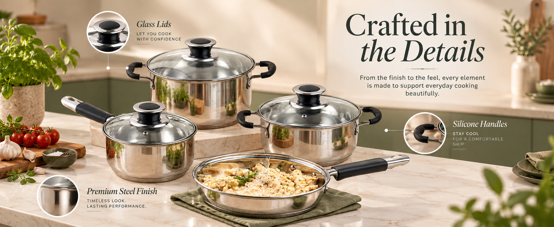 Vinod Master Chef Stainless Steel Cookware Set, Combo 7-Piece Gift Set