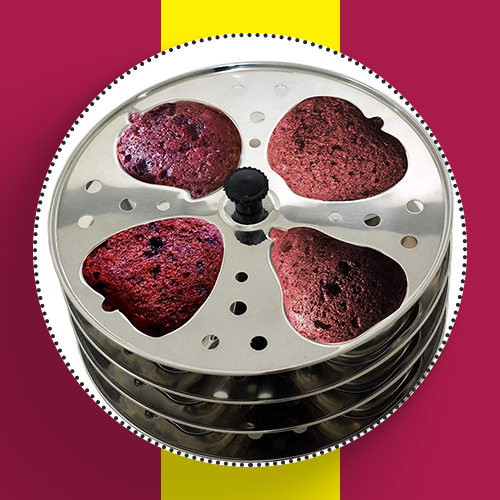 Anjali Kitchenware Stainless Steel 4 Layer Fruit Shaped Idli Plate and Stand (Silver)