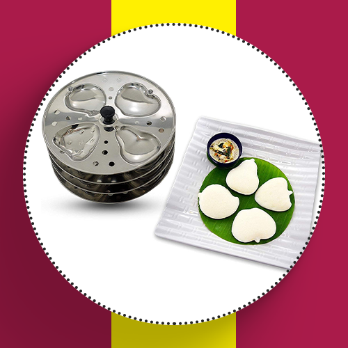 Anjali Kitchenware Stainless Steel 4 Layer Fruit Shaped Idli Plate and Stand (Silver)