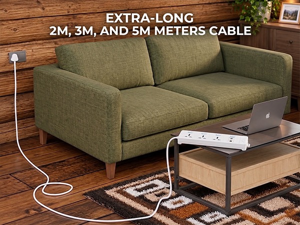 EMBOX Extension Board with USB Type C| Extension Board with Switches 3 Universal Sockets Spike Guard | LED Indicator 2500W Extension Cord (2-mtr)