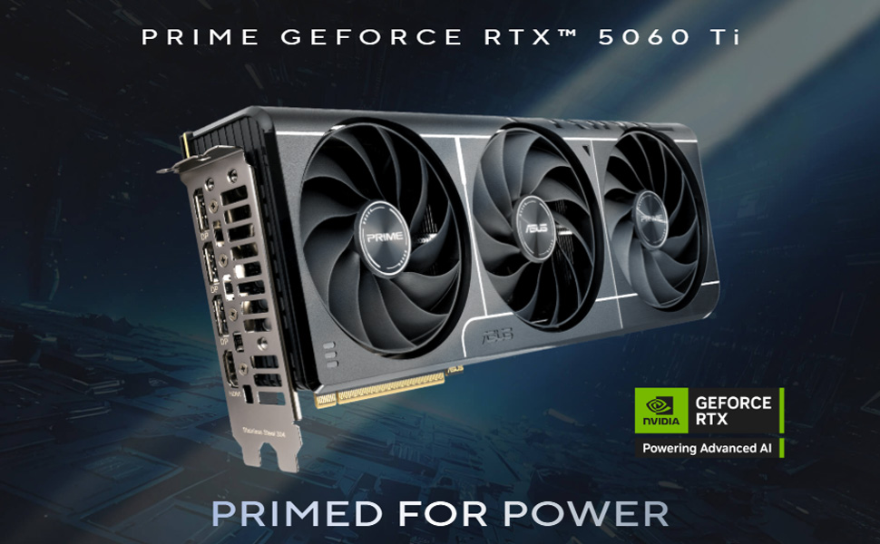 ASUS Prime GeForce RTX 5060 Ti 16GB GDDR7 OC Edition Gaming Graphics Card