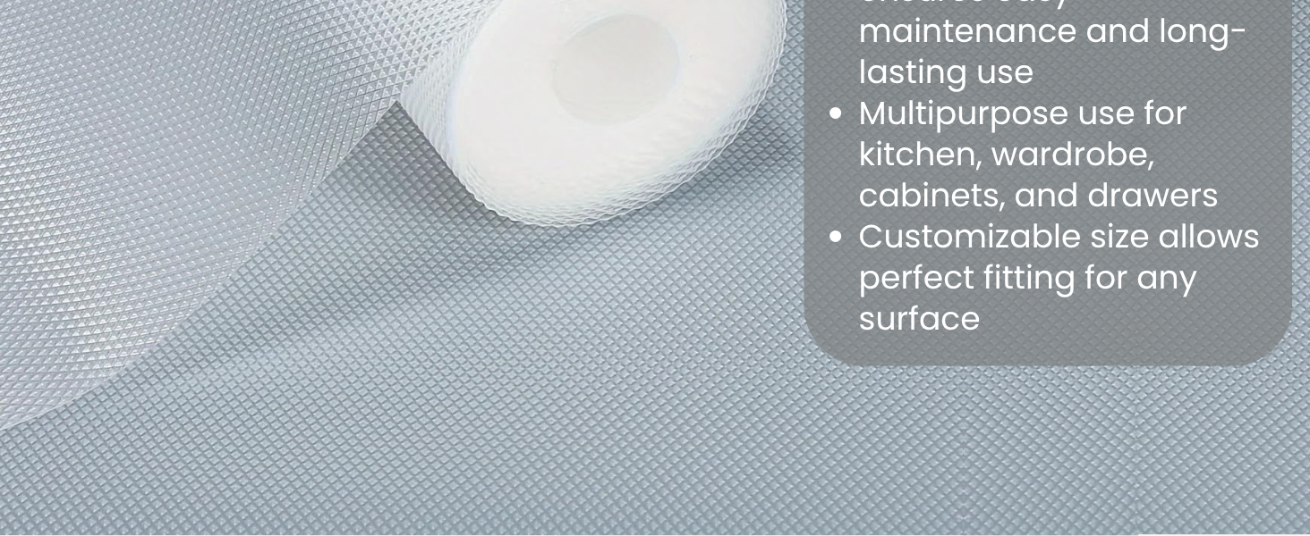 Niwlix (45 cm x 5m) Fridge Mats Shelf Liners for Kitchen Shelves Cupboard Sheets for Wardrobe Anti Slip Drawer Mats Kitchen Cabinet Liner Sheets, EVA, Water Resistant (Grey)