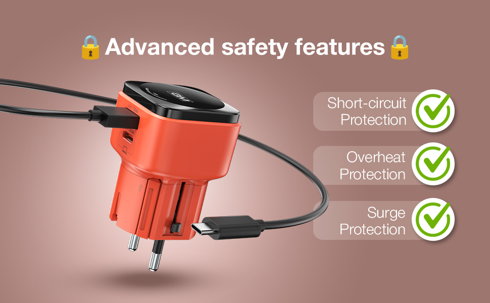 GM TravelEase Lite 45W All-in-One International Travel Adapter | Works in US, UK, EU, AU & 150+ Countries | USB-C & USB-A Fast Charging | 1M 60W Cable Free | Compatible with MacBook, iPhone & Android