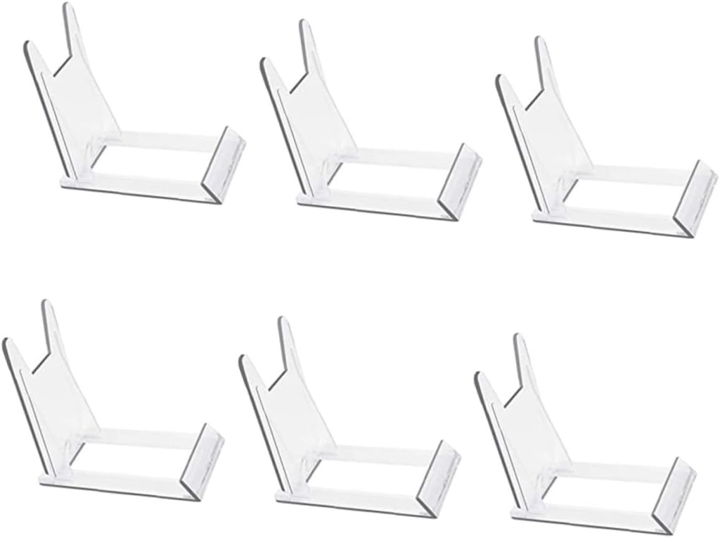 6Pcs Transparent Display Holders Multipurpose Plate Racks for Bowls Photo Frames LED Lights Space Saving Kitchen Storage Design