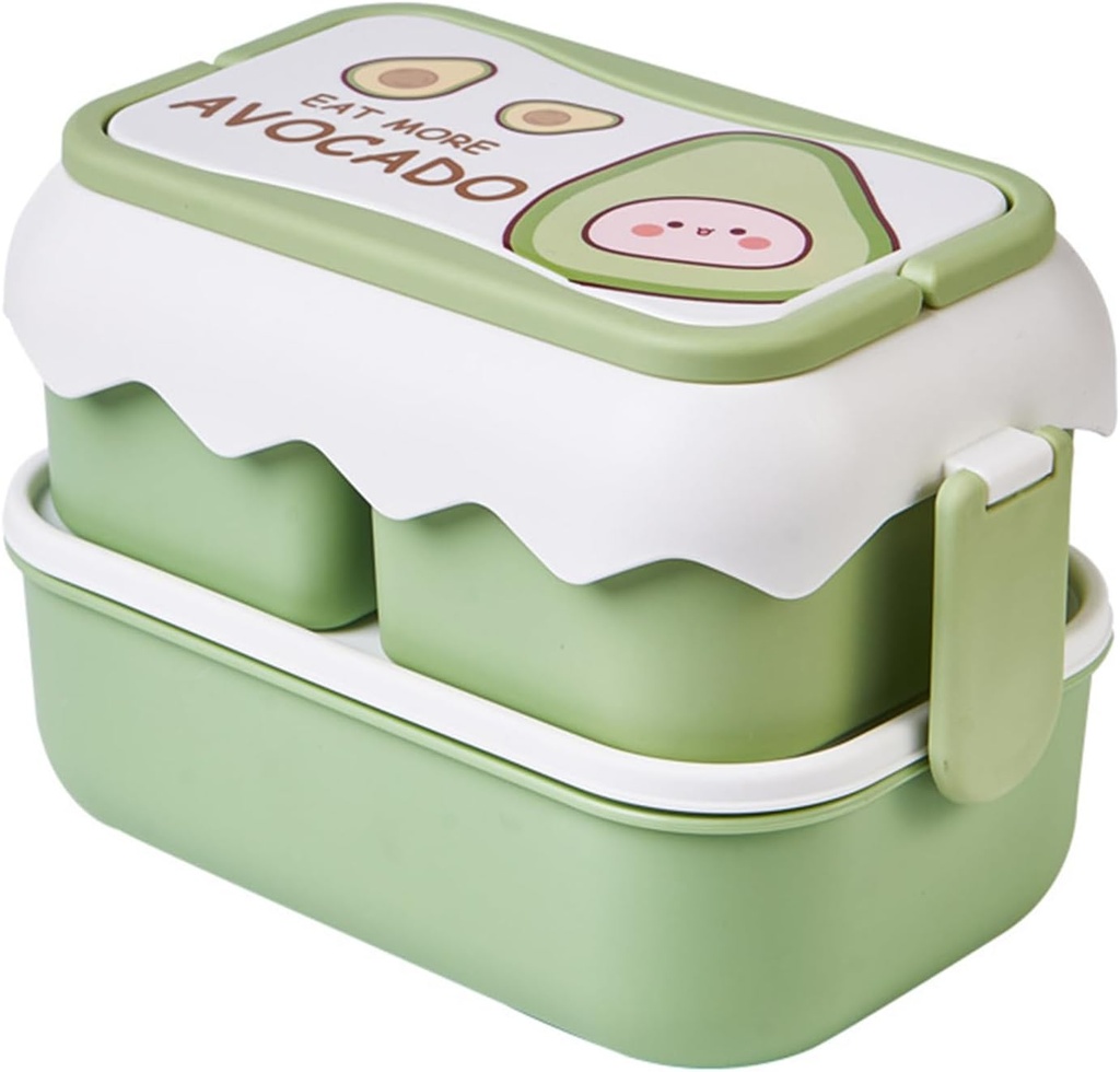 TOPINCN Cute Cartoon Microwaveable Lunch Boxes, Independent Compartment Container, Stackable Plastic Containers