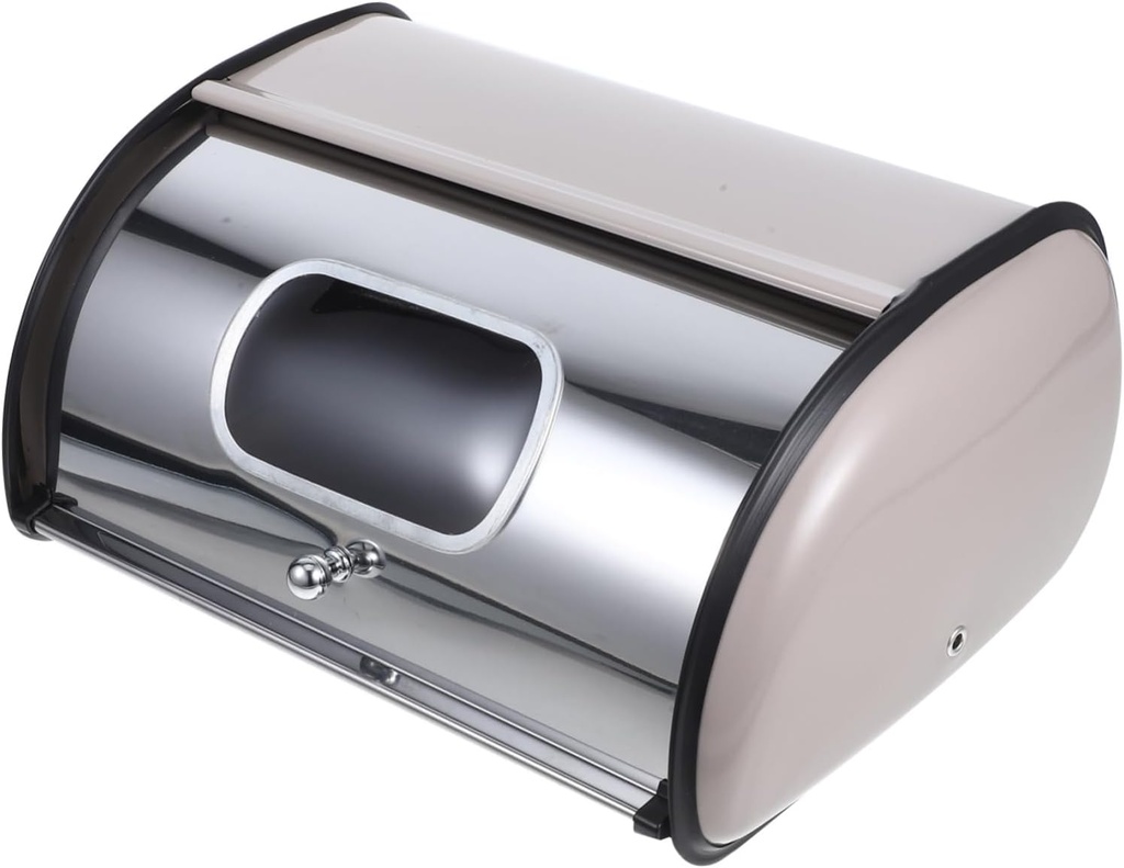 Cabilock Modern Stainless Steel Bread Storage Box Window Kitchen Countertop Bread Container Snack Box for Bakery