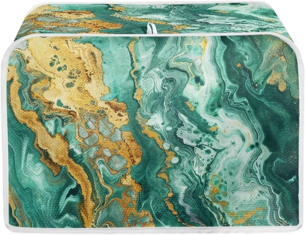 Toaster Dust Cover Bread Machine Covers Washable Appliance Covers for Kitchen Counter Oven Accessories Water/Dust/Splash/Stains/Srease-Proof Turquoise Marble Texture Print (4-Slices)