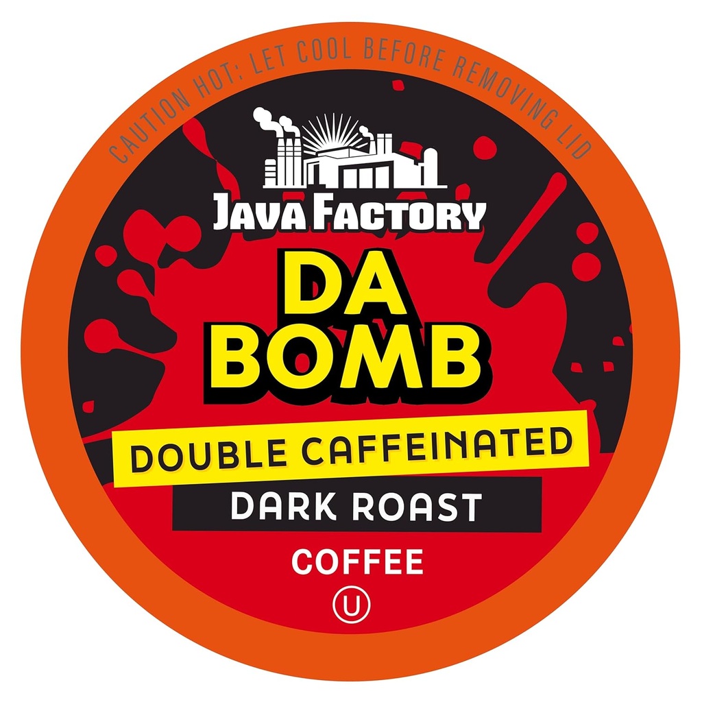 Java Factory Coffee Pods High Caffeine Coffee Compatible with K Cup Brewers Including 2.0, Da Bomb Extra Bold Double Caffeinated, 80 Count