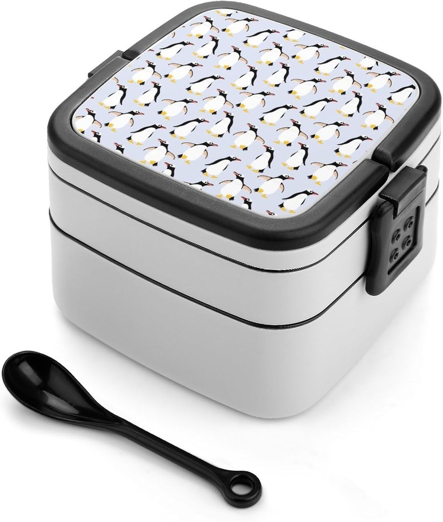 Cute Penguins Adult Bento Box Double Layer Lunch Box Lunch Container for Work Camping