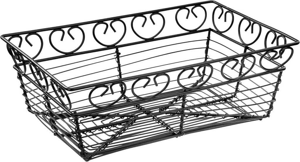 Winco Rectangular Wire Fruit Basket, 9-Inch x 5-7/8-Inch x 3-Inch, Black, Medium