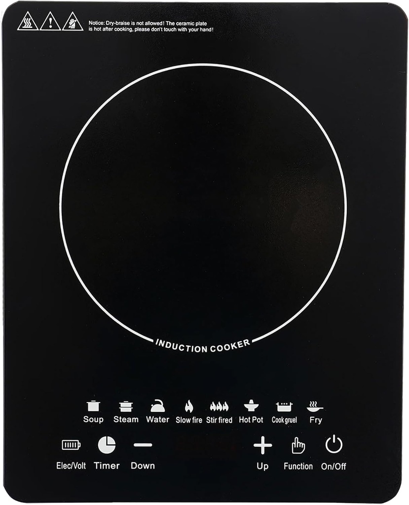 Portable Induction Cooktop Burner 8 Programs Hot Plate Countertop Burner 750W Auto-Off & Pot Detection, LCD Display