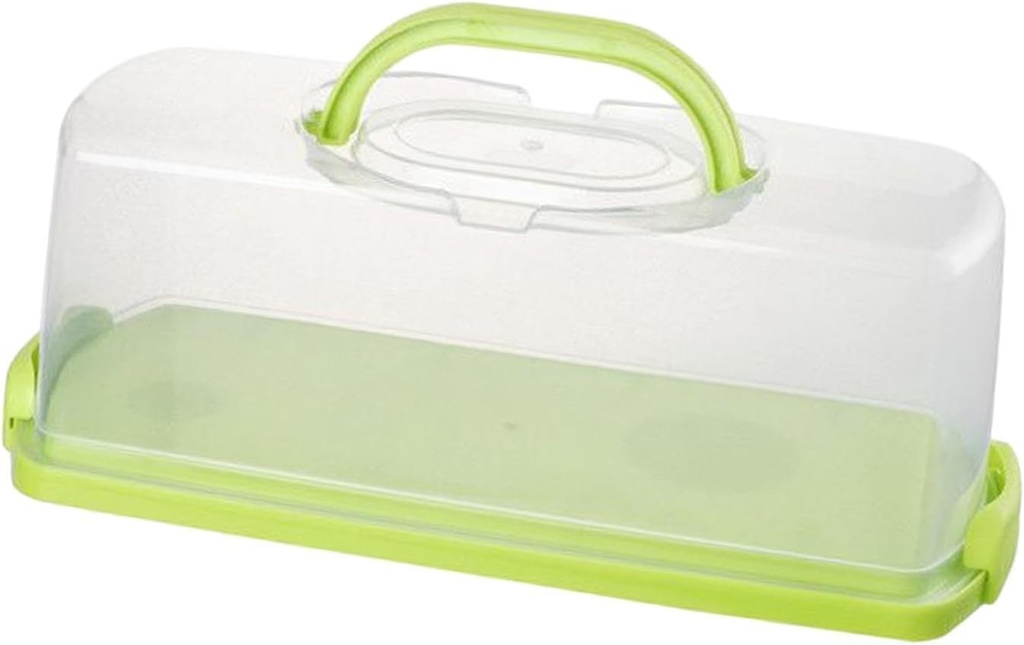 Rectangular Bread Keeper with Handle for Kitchen Storage of Loaves and Cakes, Green