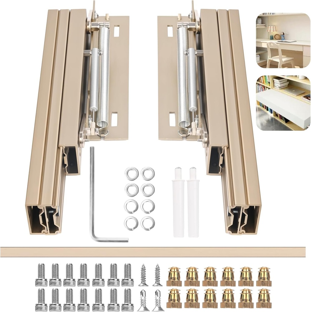 68 lbs Load Capacity Cabinet Drawer Conversion Extension Table Mechanism - Hidden Dining Table Extension Table Top - Push Lift Slide Hardware Kit - Add 14.6 Inches to a Dining Table or Desk