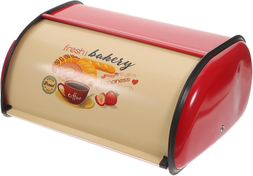 Ciieeo Kitchen Bread Box Vintage Metal Bread Storage Container Cover Multi-function Organizer for Kitchen Counter Retro Design Snacks and Utensils