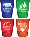 Stapleton Nebraska Souvenir 4-Pack Multicolor Engraved Round Shot Glasses Camping and Outdoors Set