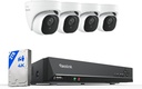 REOLINK 4K Security Camera System, 4pcs H.265 PoE Wired Turret Cameras with Person Vehicle Detection, 4K/8MP 8CH NVR with 2TB HDD for 24-7 Recording, RLK8-800D4