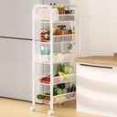Fruit Vegetable Storage Basket, 5 Tier Stackable Metal Wire Storage Baskets with Wheels,Metal Wire Baskets with Wheels,Stackable Storage Dishes Shelves for Garage,Pantry, Bathroom Black 5-L