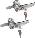 2 Sets Handle Cam Lock,L-Type Locking Door Handle,Cabinet Handle Lock for Metal Cabinet and Locker Doors,for Outdoor Equipment Cabinet Door&File Cabinets (Chrome)