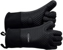 GEEKHOM Silicone Oven Gloves Heat Resistant BBQ Gloves with Cotton Lining for Kitchen Cooking, Baking & Grill Accessories, Waterproof Non-Slip Grill Mitts for Men Women, Dishwasher Safe