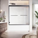 56–60" W × 57" H Sliding Bathtub Shower Door, Bathtub Shower Glass Door Adjustable Semi-Frameless Tub Shower Door, SGCC Certified Thick Clear Tempered Glass,Matte Black.