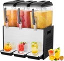 VEVOR Commercial Beverage Dispenser, 3 Tanks 12 L / 12.7 QT Per Tank Juice Dispenser, 370W Stainless Steel Ice Tea Drink Machine with 45°F-54°F Cooling Temperature, for Cold Drink Restaurant Bar Party