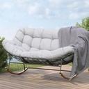Grand patio Rocking Chair Outdoor, Oversized Papasan Rocking Chair for 2 with E-Coated Steel Frame and Thick Cushion, Comfy Loveseat Rocker for Patio Porch Deck, Grey