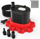 AgiiMan Pool Cover Pump Above Ground - 850 GPH Submersible Water Pump for Pool Draining, Portable Small Sump Pumps with 16' Drainage Hose and 25' Power Cord, 3 Adapters, Black