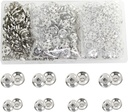 200 Sets Sew-on Snap Buttons with Storage Box, BetterJonny 12mm and 10mm Metal Snaps Fasteners Press Studs Buttons for Sewing Clothing Silver