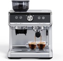Semi-Automatic Espresso Machine - 1450W/20 Bar, 30 Grinder Settings, Fast Heating, Milk Frother Steam Wand, Home & Hotel Use, Silver