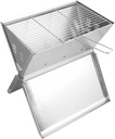 Ved Portable Barbecue Grill - Foldable Notebook-Style 2 to 3 Person BBQ Griller Made with Stainless Steel - Charcoal Smoker for Terrace, Patio, Backyard, Camping, Hiking & Beach Trips - 35x24x39cm