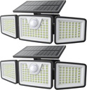 2500LM Solar Lights Outdoor with Motion Sensor,3 Head 270° Wide Angle Street Area Lights, IP65 Waterproof Security Lighting with 3 Modes(Non-Remote,2 Pcs)