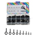 191pcs Screw Eyes Zinc Plated Metal Eye Hook Screw Self Tapping Screws Includes 9 Sizes Color Black