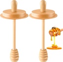 2pcs Wooden Honey Dippers, Honey Spoon Wooden Stick for Regular Mouth Mason Jars, Wood Spoon and Lid for Regular Mouth 16 oz Mason, Ball Jars (Only Dippers Lid)
