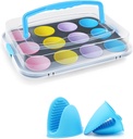 INYOU Muffin Pan for Baking,12 Nonstick Silicone Muffin Tin Liners with Heat-resistant Gloves and Carry Lid, Regular Size Cupcake Pan Reusable Baking Pans Set
