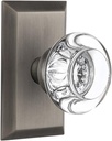 Nostalgic Warehouse Studio Plate with Round Clear Crystal Glass Knob, Passage - 2.375", Antique Pewter