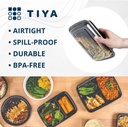 TIYA Containers - 48 oz Bulk 150 Pack with Lids - Rectangular Plastic To-Go Containers - Reusable, Microwavable, Dishwasher Safe - Leak-Proof for Meal Prep - BPA-Free