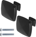 3 Pack Premium Matte Black Square Bathroom Cabinet Pulls Knobs Single Hole Kitchen and Dresser Hardware for Cabinets, Drawers, and Doors Zinc Construction
