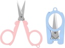 2Pcs Mini Folding Badge Reel Scissors Stainless Steel Scissors with Safety Cap - Mini Shear Tiny Cutter for Crafting, Sewing, Travel