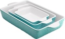 Asani Nonstick Ceramic Baking Dish Set, Oven Microwave/Dishwasher Safe Rectangular Baking Pans, Aqua Color