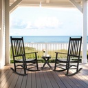 MAMIZO Outdoor Rocking Chair Set 3-Piece, Rocking Chair Patio Set of 2 with Side Table, with High Back,Indoors or Outdoor Wooden Rocker, Easy to Assemble for Porch, Patio, Garden,Lawn, Balcony