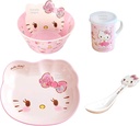 Hello Kitty Cute Pink Dinnerware Flatware Meal Set – Plate Bowl Cup Spoon, 4 pieces