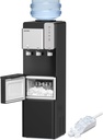 3 in 1 Water Cooler Dispenser with Ice Maker, Hot and Cold Water Dispenser for 3 or 5 Gallon Bottle, 27LBS/24H Ice Making, Child Safety Lock & Nightlight, Black